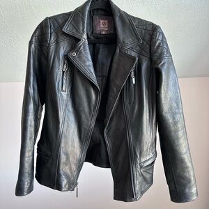 Anne Klein Quilted Black Leather Jacket